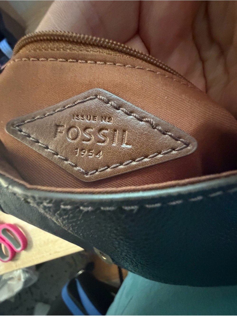 Fossil Black Exterior with Brown Interior Leather Backpack